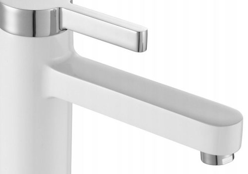 Змішувач для раковини (умивальника) REA POLO WHITE-CHROME білий/хром низький