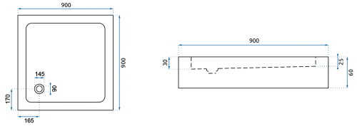 Душовий піддон акриловий REA SAVOY WHITE 90Х90