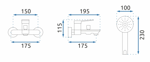Змішувач для ванни REA VIRAL GOLD золотий настінний