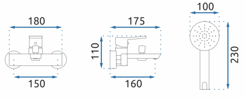 Смеситель для ванны REA RUSEL GOLD золотой настенный