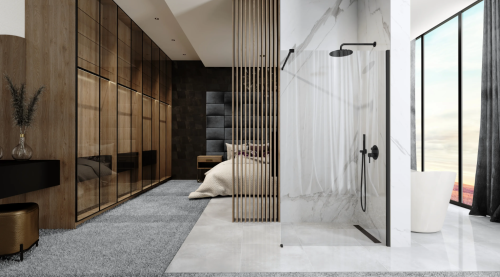 Душевая стенка REA AERO BLACK MAT 80