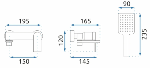 Смеситель для ванны REA STORM CHROME хром настенный с изливом