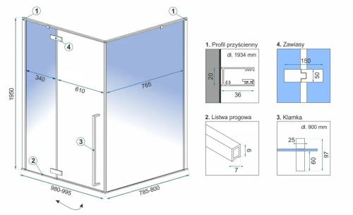 Душова кабіна REA FARGO GOLD 80х100