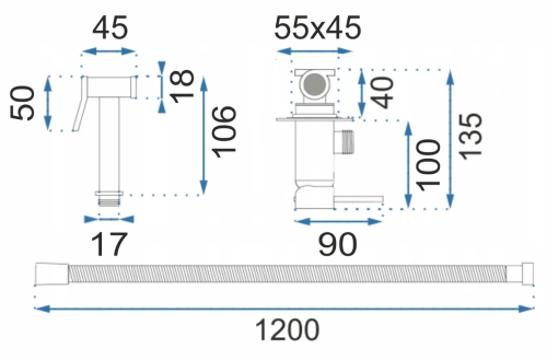 Набор гигиенического душа REA FENIX CHROM хром