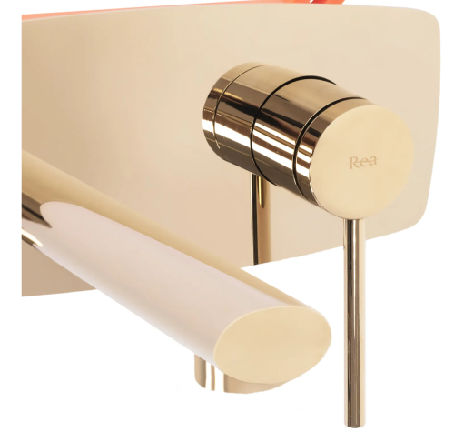 Смеситель для раковины (умывальника) REA OVAL GOLD + BOX скрытого монтажа