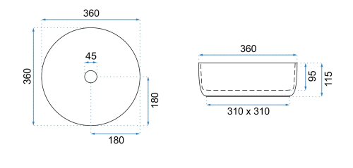 Умывальник (раковина) REA SAMI GOLD EDGE накладной белый