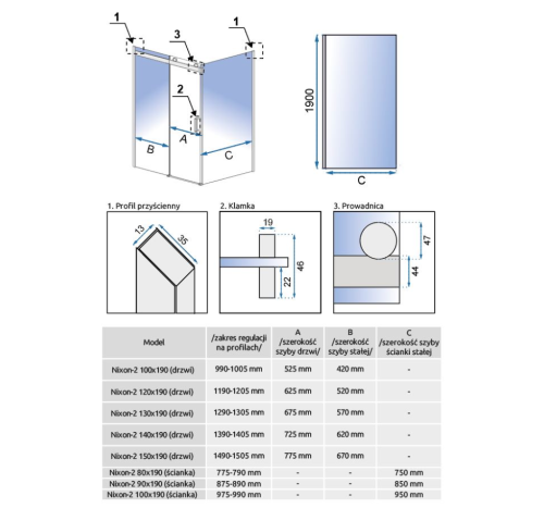 Бічна стінка (модуль) для кабіни REA NIXON-2 80