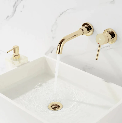 Змішувач для раковини (умивальника) REA LUNGO LONG GOLD + BOX прихованого монтажу