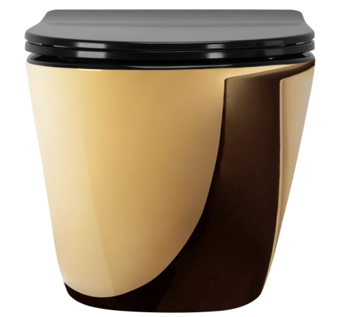 Подвесной унитаз REA CARLO FLAT MINI GOLD/BLACK золото