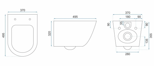 Подвесной унитаз REA CARLO FLAT MINI GOLD/BLACK золото