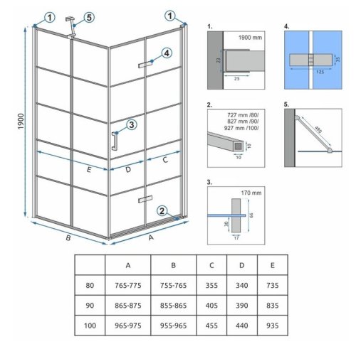 Бічна стінка (модуль) REA MOLIER 90 black