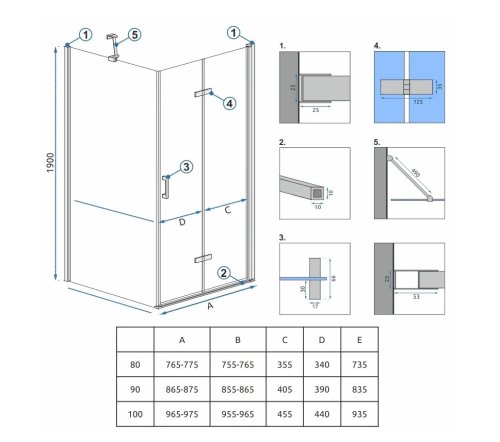 Душова кабіна REA MOLIER CHROME 80x90