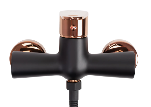 Змішувач для ванни і душу REA MILD ROSE GOLD чорний\рожеве золото настінний