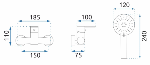 Змішувач для ванни і душу REA MILD ROSE GOLD чорний\рожеве золото настінний