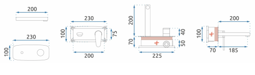 Смеситель для раковины (умывальника) REA MILD BLACK ROSE GOLD + BOX скрытого монтажа