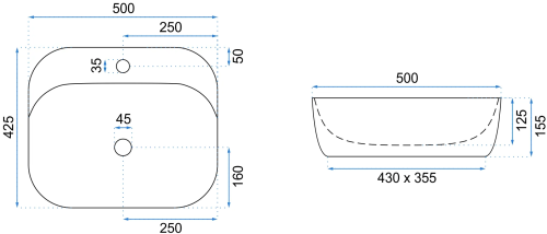 Умывальник (раковина) REA LUIZA 50 BEIGE MATT накладной бежевый матовый