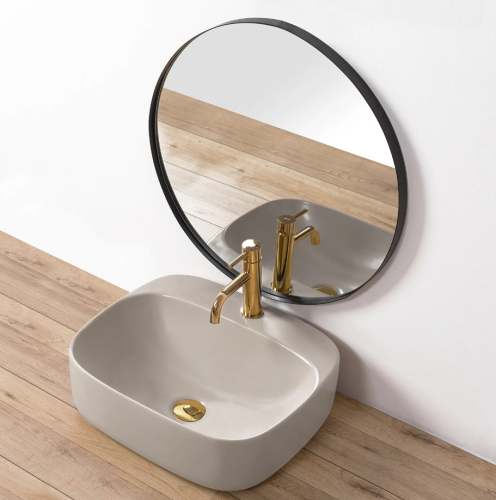 Умывальник (раковина) REA LUIZA 50 LIGHT GREY MATT накладной серый матовый