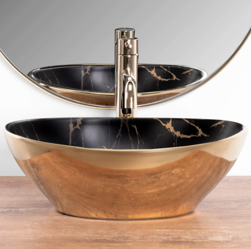 Умывальник (раковина) REA SOFIA GOLD MARBLE BLACK накладной