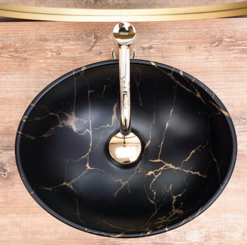 Умывальник (раковина) REA SOFIA GOLD MARBLE BLACK накладной