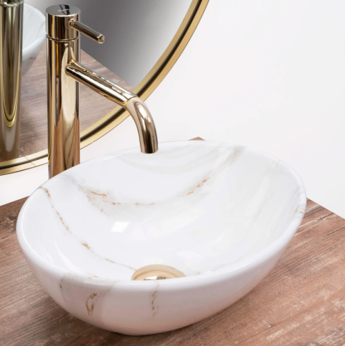 Умивальник (раковина) REA SOFIA MINI SHINY AIAX накладний білий мармур