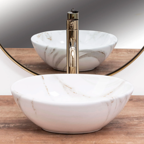 Умивальник (раковина) REA SOFIA MINI SHINY AIAX накладний білий мармур