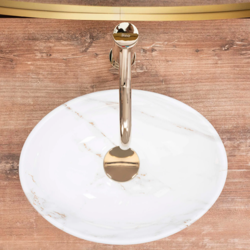 Умивальник (раковина) REA SOFIA MINI SHINY AIAX накладний білий мармур