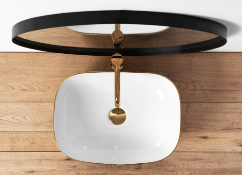 Умывальник (раковина) REA JENNY WHITE / GOLD накладной белый / золотой