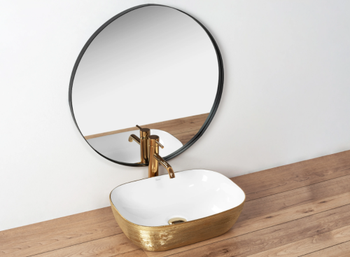 Умывальник (раковина) REA JENNY WHITE / GOLD накладной белый / золотой