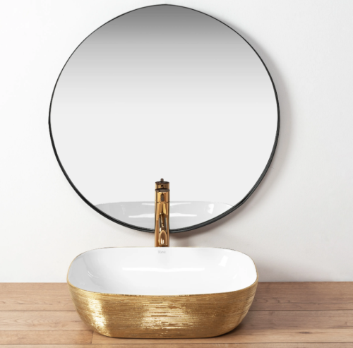 Умывальник (раковина) REA JENNY WHITE / GOLD накладной белый / золотой