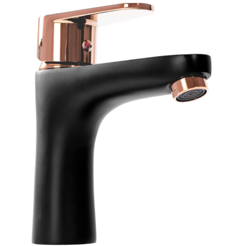 Змішувач для умивальника (раковини) REA MILD BLACK ROSE GOLD низький