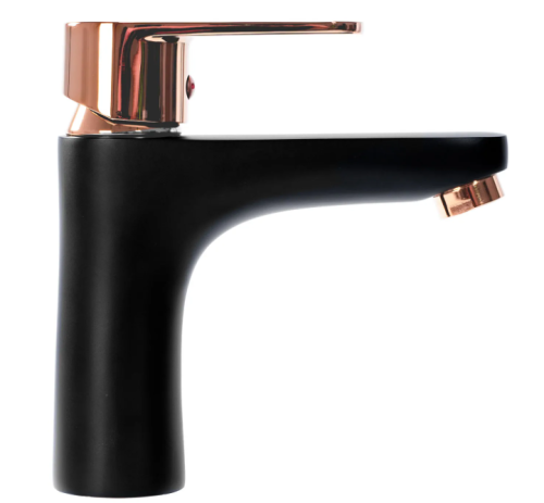 Змішувач для умивальника (раковини) REA MILD BLACK ROSE GOLD низький