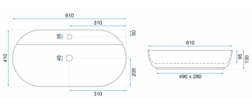Умивальник (раковина) REA AURA 61 MARMO SHINY накладний мармур