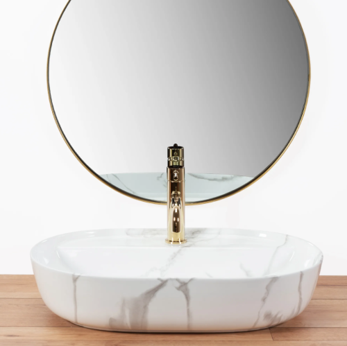 Умивальник (раковина) REA AURA 61 MARMO SHINY накладний мармур