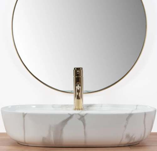 Умивальник (раковина) REA AURA 61 MARMO SHINY накладний мармур