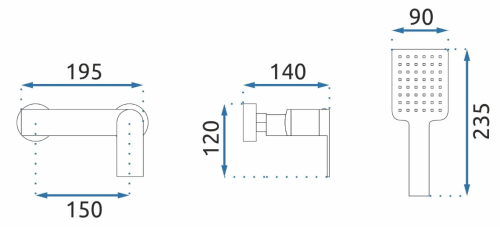 Змішувач для ванни і душу REA STORM BLACK чорний настінний