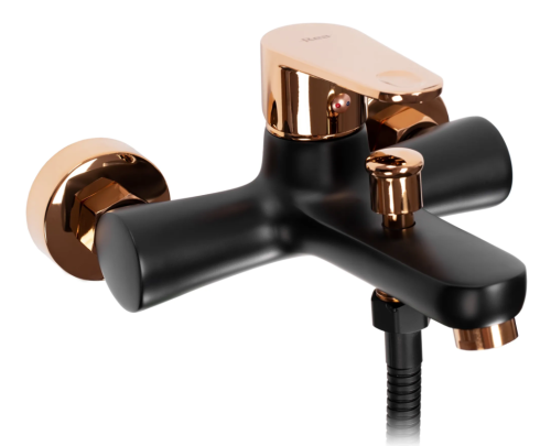 Смеситель для ванны и душа REA MILD BLACK ROSE GOLD черный\розовое золото