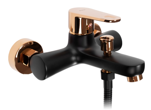 Смеситель для ванны и душа REA MILD BLACK ROSE GOLD черный\розовое золото