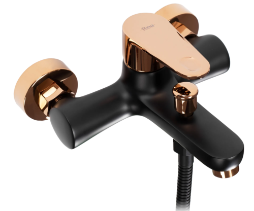Смеситель для ванны и душа REA MILD BLACK ROSE GOLD черный\розовое золото