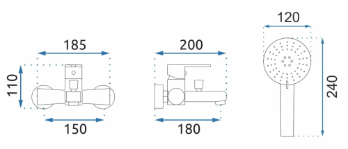 Смеситель для ванны и душа REA MILD BLACK ROSE GOLD черный\розовое золото