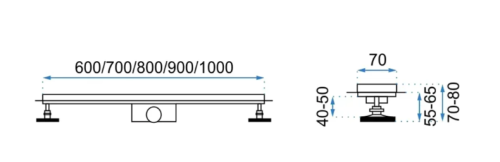 Трап для душа REA PURE NEO BRUSHED COPPER 70 см.