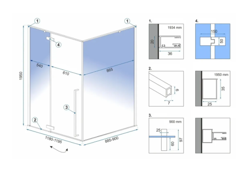 Душова кабіна REA FARGO GOLD 90*120