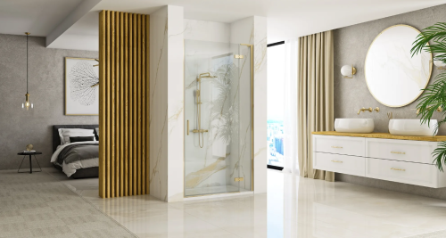 Душевая дверь REA HUGO BRUSHED GOLD 80