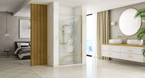 Душові двері REA HUGO BRUSHED GOLD 90