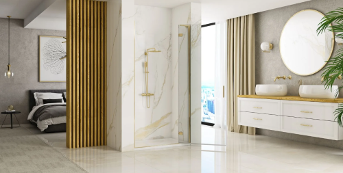 Душевая дверь REA HUGO BRUSHED GOLD 100