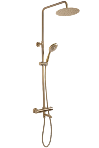 Душовий гарнітур REA LUNGO BRUSHED GOLD з термостатом та виливом