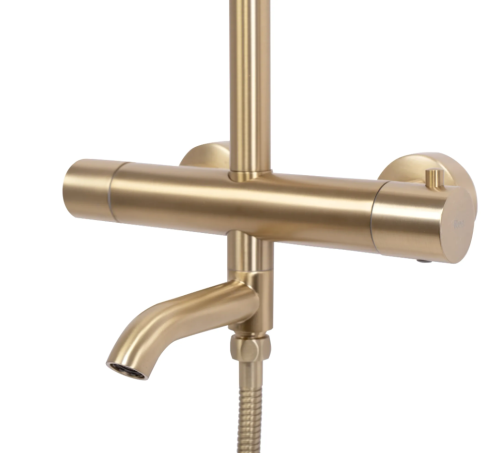 Душовий гарнітур REA LUNGO BRUSHED GOLD з термостатом та виливом