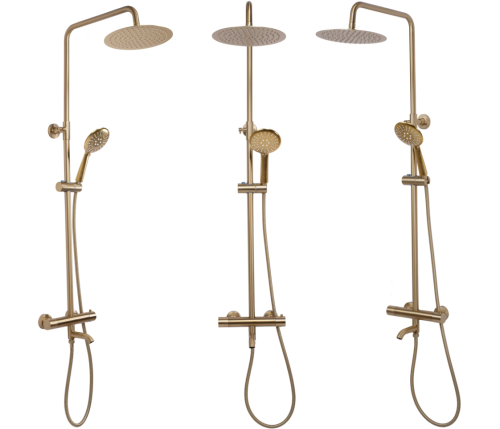 Душовий гарнітур REA LUNGO BRUSHED GOLD з термостатом та виливом