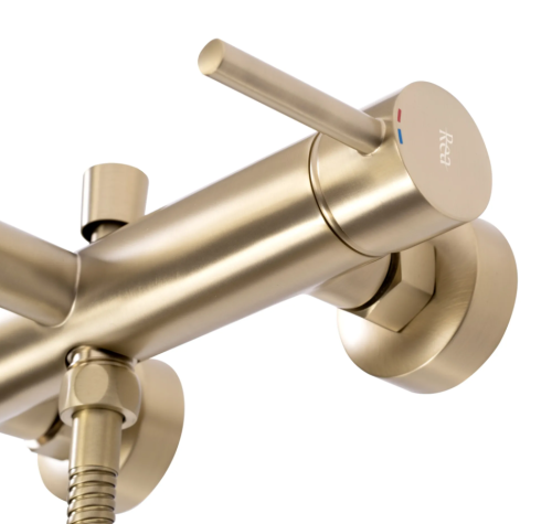 Смеситель для ванны и душа REA LUNGO BRUSHED GOLD настенный