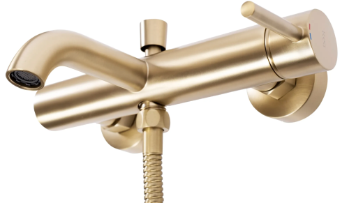 Смеситель для ванны и душа REA LUNGO BRUSHED GOLD настенный