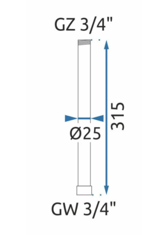 Удлинитель для душевого гарнитура REA CHROM 30 см. хром